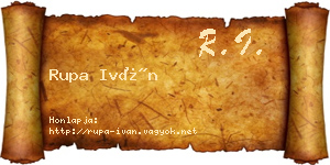 Rupa Iván névjegykártya